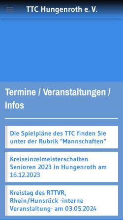 Vorschau der mobilen Webseite www.ttc-hungenroth.de, TTC Hungenroth e. V.