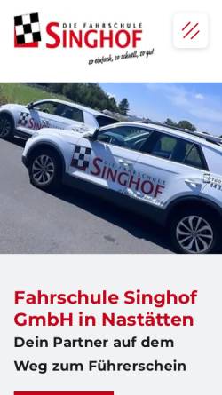 Vorschau der mobilen Webseite www.fahrschule-singhof.de, Fahrschule Singhof GmbH