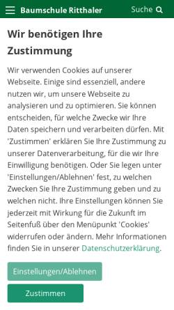Vorschau der mobilen Webseite www.baumschuleritthaler.de, Baumschule Ritthaler