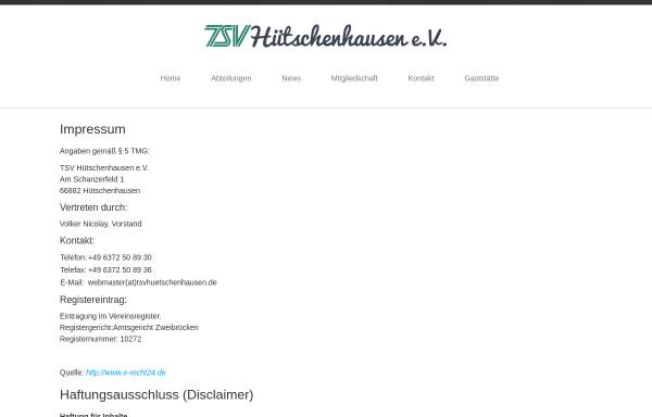 Vorschau von www.tsvhuetschenhausen.de, Turn und Sportverein Hütschenhausen e.V.