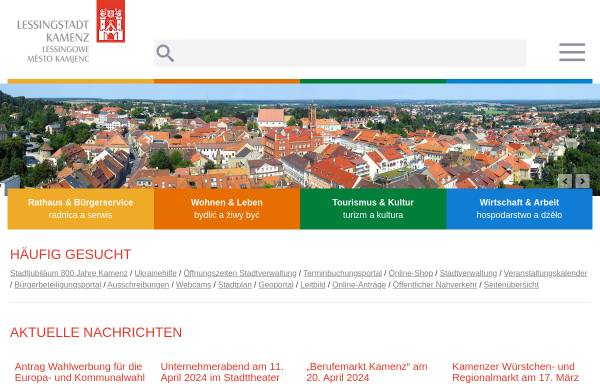 Vorschau von www.kamenz.de, Kreis- und Lessingstadt Kamenz