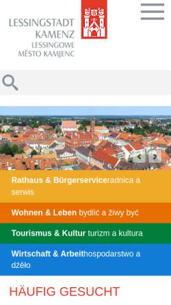Vorschau der mobilen Webseite www.kamenz.de, Kreis- und Lessingstadt Kamenz