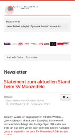 Vorschau der mobilen Webseite sv-monzelfeld.de, SV Monzelfeld 1921 e.V.