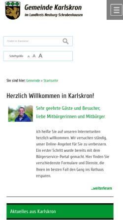 Vorschau der mobilen Webseite www.karlskron.de, Karlskron