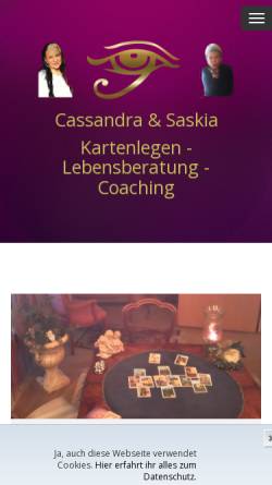 Vorschau der mobilen Webseite www.cassandra-saskia.de, Kartenlegen und Wahrsagen