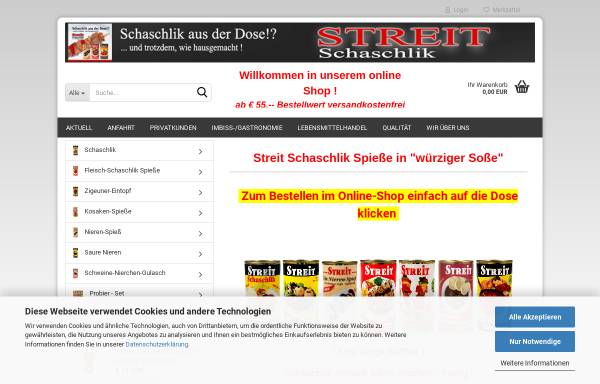 Vorschau von www.streit-schaschlik.de, Streit Fleischwaren-und Konservenfabrik GmbH