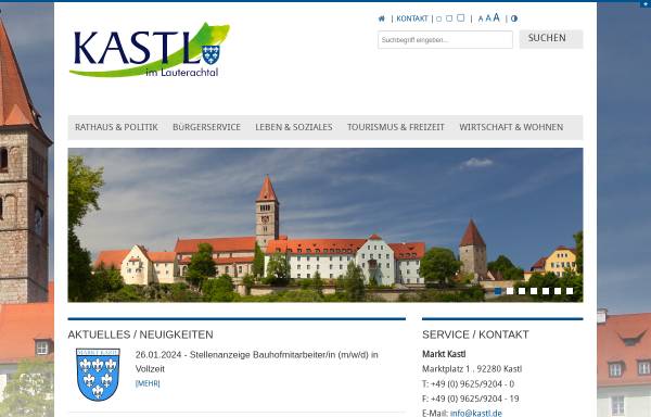 Vorschau von www.kastl.de, Marktgemeinde Kastl