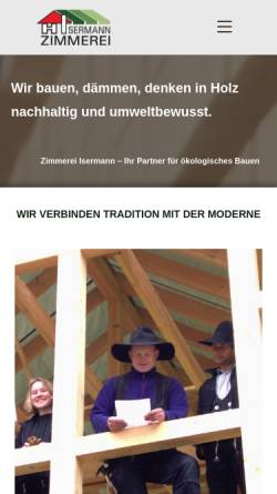 Vorschau der mobilen Webseite zimmerei-isermann.de, Holger Isermann, Zimmerei