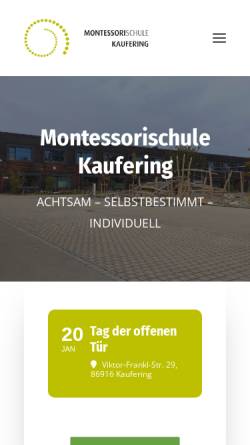 Vorschau der mobilen Webseite montessori-kaufering.de, Montessorischule Kaufering