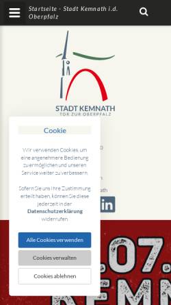 Vorschau der mobilen Webseite www.kemnath.de, Stadt Kemnath
