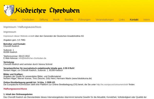 Vorschau von www.kiedricher-chorbuben.de, Kiedricher Chorbuben