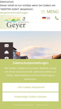 Vorschau der mobilen Webseite www.landhotel-geyer.de, Landhotel Geyer