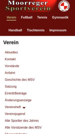 Vorschau der mobilen Webseite www.moorregersv.de, Moorreger SV