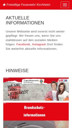 Vorschau der mobilen Webseite www.fw-kirchheim.de, Freiwillige Feuerwehr Kirchheim