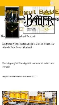 Vorschau der mobilen Webseite bauer-wein-kirschroth.de, Weingut Bauer