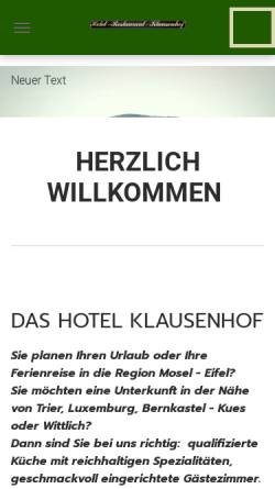 Vorschau der mobilen Webseite www.hotel-klausenhof.de, Hotel Klausenhof