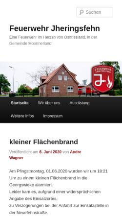 Vorschau der mobilen Webseite www.feuerwehr-jheringsfehn.de, Freiwillige Feuerwehr Jheringsfehn