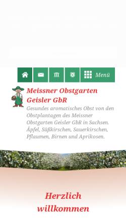 Vorschau der mobilen Webseite www.meissner-obstgarten-geisler.de, Meissner Obstgarten Geisler