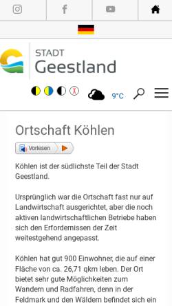 Vorschau der mobilen Webseite www.koehlen.de, Das Dorf Köhlen