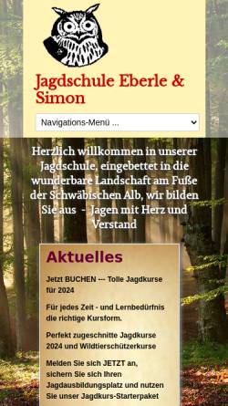 Vorschau der mobilen Webseite www.jagdkurse.de, Jagdschule Eberle & Simon