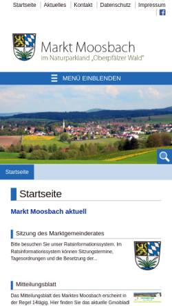 Vorschau der mobilen Webseite www.moosbach.de, Markt Moosbach