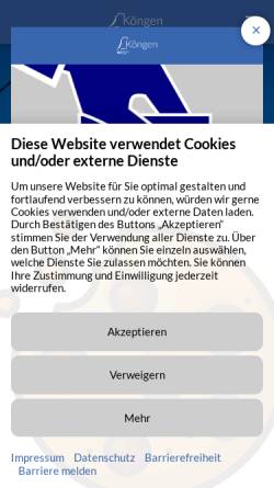 Vorschau der mobilen Webseite www.koengen.de, Gemeinde Köngen