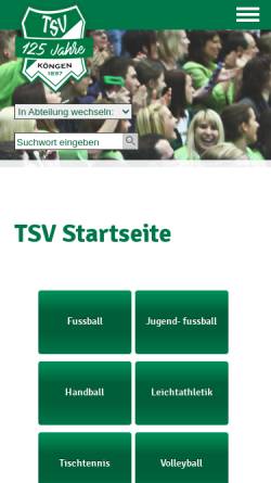 Vorschau der mobilen Webseite www.tsv-koengen.de, Turn- und Sportverein Köngen e.V.