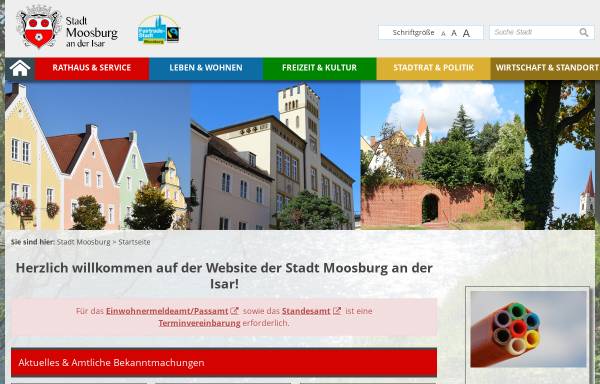 Vorschau von www.moosburg.de, Stadt Moosburg