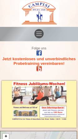 Vorschau der mobilen Webseite www.campisi-fit-for-life.de, Campisi