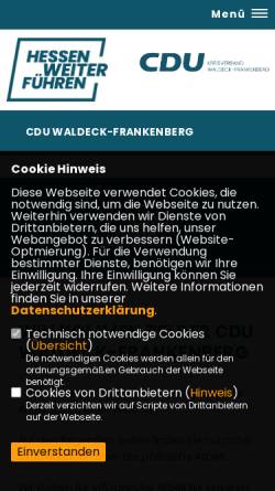 Vorschau der mobilen Webseite www.cdu-waldeck-frankenberg.de, CDU Stadtverband Korbach