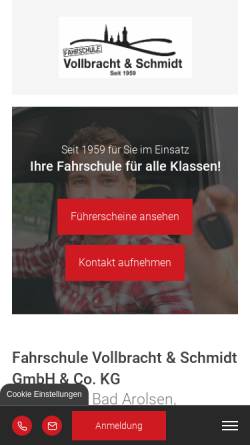 Vorschau der mobilen Webseite www.fahrschule-vollbracht-schmidt.de, Fahrschule Vollbracht und Schmidt