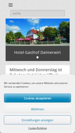 Vorschau der mobilen Webseite www.daimerwirt.de, Hotel Gasthof Daimerwirt