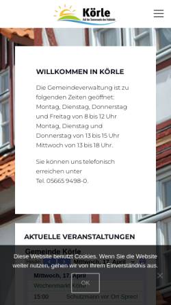 Vorschau der mobilen Webseite www.koerle.de, Körle