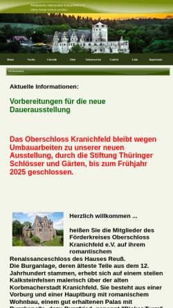 Vorschau der mobilen Webseite www.oberschloss-kranichfeld.de, Förderkreis Oberschloß Kranichfeld e.V.