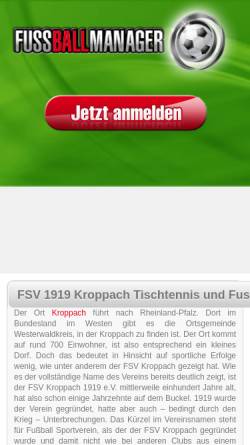 Vorschau der mobilen Webseite www.fsv-kroppach.de, FSV Kroppach 1919 e.V. - Tischtennis