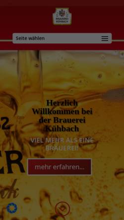 Vorschau der mobilen Webseite www.brauereikuehbach.de, Brauerei Kühbach