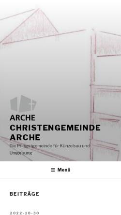 Vorschau der mobilen Webseite www.arche-kuenzelsau.de, Missionsgemeinde Künzelsau e.V.