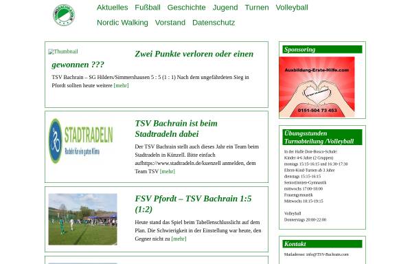Vorschau von www.tsv-bachrain.com, TSV 1912 Bachrain e.V.