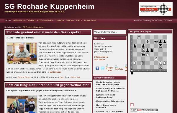 Vorschau von www.rochade-kuppenheim.de, Schachgemeinschaft Rochade 1979 e. V.