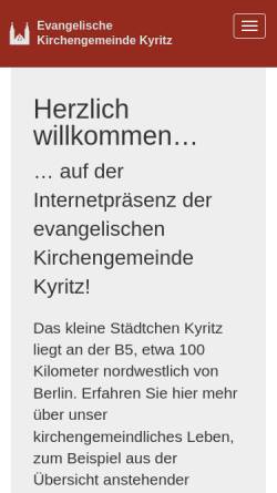 Vorschau der mobilen Webseite kirchengemeinde-kyritz.de, Evangelische Kirchengemeinde Kyritz