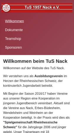 Vorschau der mobilen Webseite www.tus-nack.de, TuS 1957 Nack e.V.
