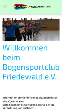Vorschau der mobilen Webseite www.bsc-friedewald.de, Bogensportclub Friedewald e.V.