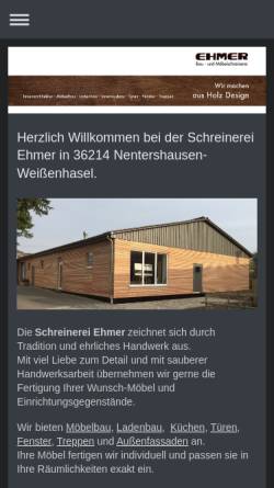 Vorschau der mobilen Webseite www.schreinerei-ehmer.de, Bau- und Möbelschreinerei Reinhard Ehmer