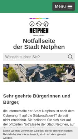 Vorschau der mobilen Webseite www.netphen.de, Stadt Netphen
