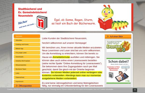 Vorschau von www.stadtbuecherei-neuenstein.de, Stadtbücherei und Ev. Gemeindebücherei