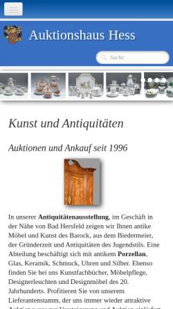 Vorschau der mobilen Webseite www.auktionshaus-hess.de, Auktionshaus Hess