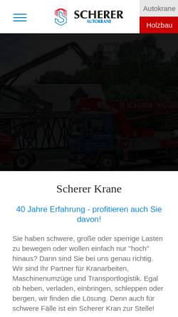 Vorschau der mobilen Webseite www.scherer-autokran.de, Scherer Holzbau - Autokrane