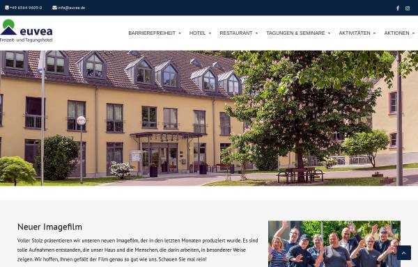 Vorschau von www.euvea.de, euvea - Freizeit - und Tagungshotel mit angeschlossener Akademie