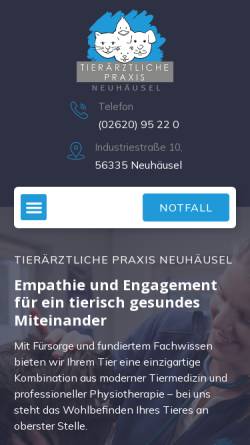 Vorschau der mobilen Webseite www.tierarztpraxis-neuhaeusel.de, Nina Koch, prakt. Tierärztin