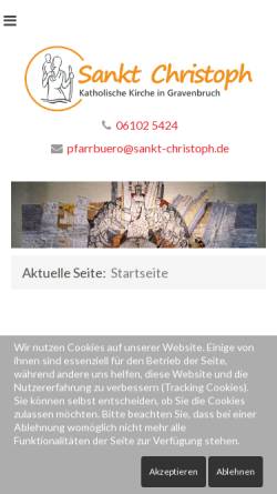 Vorschau der mobilen Webseite www.sankt-christoph.de, Die katholische Kirchengemeinde St. Christoph in Gravenbruch